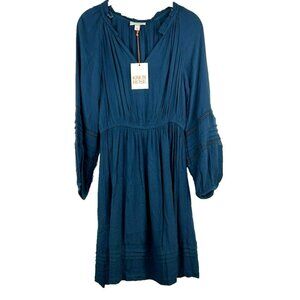 Knox Rose Dress Size Small Teal Blue Crinkle Gauzy Tiered Boho Peasant Hippie